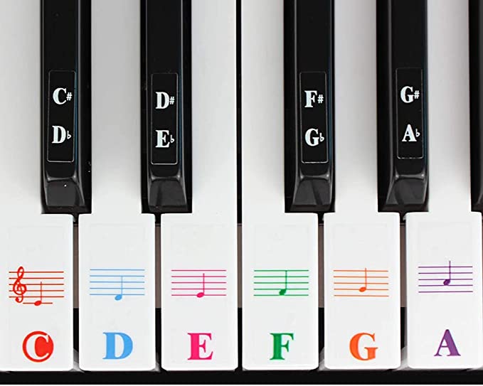 2 Sets Piano Keyboard Stickers for 88/61/54/49/37Key,maxinTransparent Removable Piano Stickers for Beginners Kids Colorful Large Letter Piano Stickers for Beginners