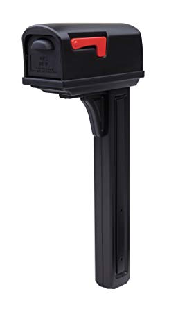 Gibraltar Mailboxes Classic Medium Capacity Double-Walled Plastic Black, All-In-One Mailbox & Post Combo Kit, GCL10000B