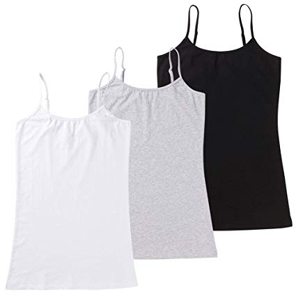 HOCAIES Women's Basic Solid Tank Tops Casual Cami Camisole with Adjustable Spaghetti Straps