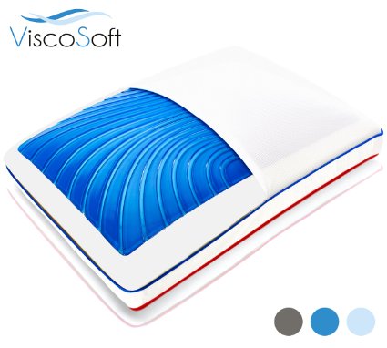 ViscoSoft SEASONSENSE Reversible Gel Pillow with Molded Memory Foam and Down Alternative, and a Washable COOLMAX® Cover (24 x 16 x 6 inches)