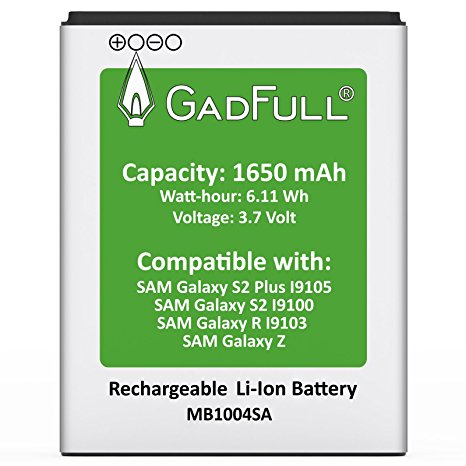GadFull® Battery for Samsung Galaxy S2 | corresponds to the original EBF1A2GBU | Galaxy S2 i9100 | Galaxy S2 Plus i9105 | Galaxy R i9103 | Galaxy Z |cell phone battery for your Smartphone | Perfect as replacement battery