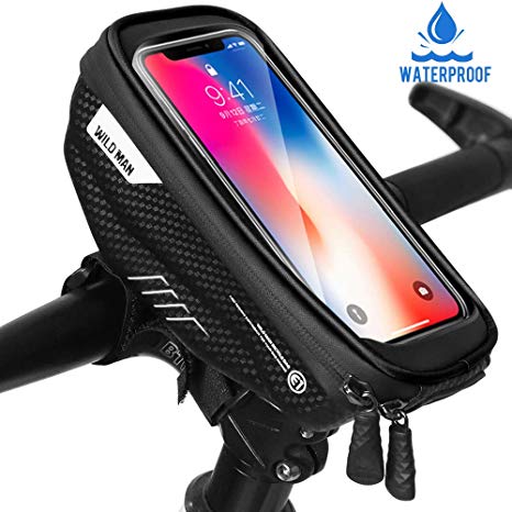 Faneam Bike Frame Bag Waterproof Bike Phone Holder Mount Cycling Frame Pannier with Touch Screen Top Tube Handlebar phone Bags for iPhone XS MAX/XR/X/8Plus Samsung S9/S8/S7 up to 6.5''