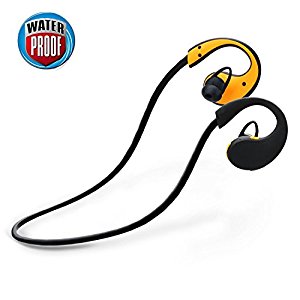 Bluetooth Earphones Levin Bluetooth 41 Waterproof Sports Headphones with Built-in Mic for iPhone Samsung Galaxy and and Other Bluetooth Smart Cell phonesDevices BlackampYellow