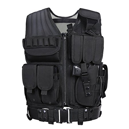 GZ XINXING Tactical Airsoft Paintball Combat Military Swat Assault Army Shooting Hunting Outdoor Molle Police Vest With Pistol Holster