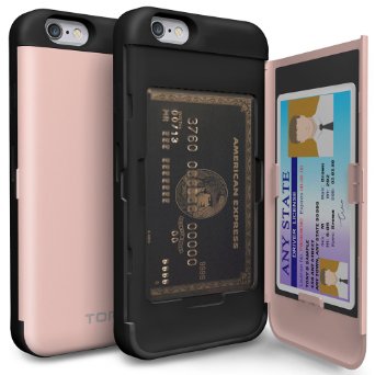 iPhone 6 Case, TORU [CX PRO] iPhone 6S Wallet Case - [CARD SLOT][ID HOLDER][KICKSTAND] Protective Hidden Wallet Case with Mirror for iPhone 6/6S - Rose Gold