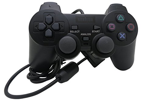 NEXiLUX PS2 Controller for Sony PlayStation 2 & PS1 / PSONE , BLACK