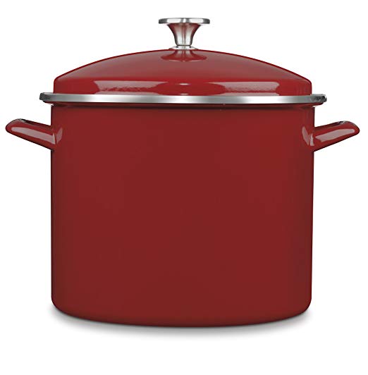 Cuisinart EOS126-28R Chef's Classic Enamel on Steel Stockpot with Cover, 12-Quart, Red