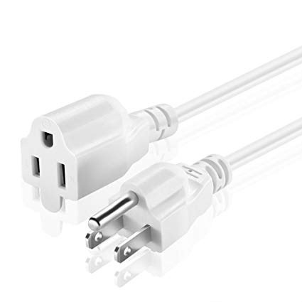 TNP Universal Power Extension Cord Cable Strip - NEMA 5-15R to NEMA 5-15P Wire Connector Socket Plug Jack Outlet Power Strip Liberator Space Port Saver Extender (15FT, White)