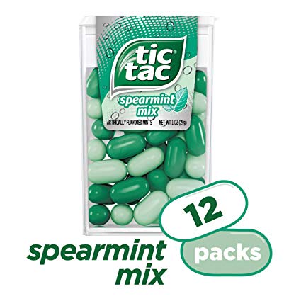 Tic Tac Fresh Breath Mints, Spearmint, 1 oz Singles, 12 Count
