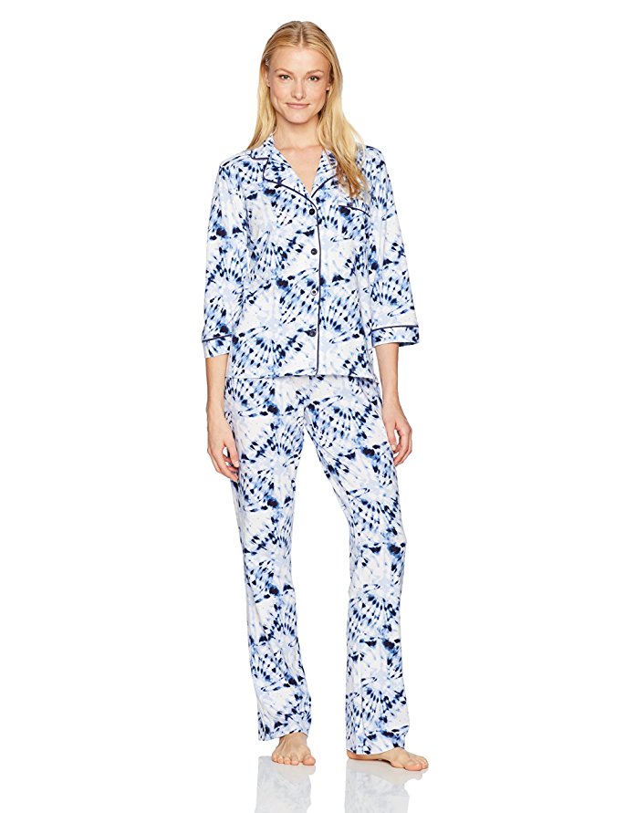 Mae Women's Notch Collar 3/4 Sleeve Pajama Set