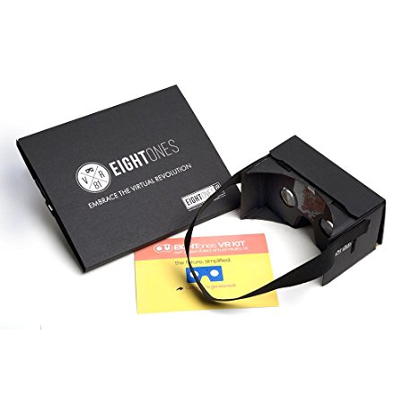EightOnes VR Kit - The Complete Google Cardboard Kit NFC, Exclusive Content and Head-strap - Inspired by Google Cardboard and Oculus Rift to Turn Smartphones into 3D Virtual Reality Headsets (Regular, Black)