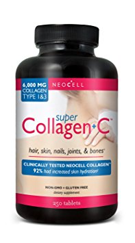 Neocell Super Collagen Type 1 and 3, 6000mg plus Vitamin C, 250 Tablets