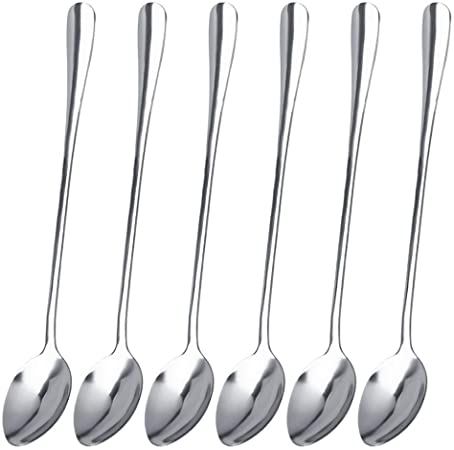 nuoshen Long Handled Teaspoons,Set of 12 Stainless Steel Food Grade Latte Spoons for Iced Tea, Coffee, Cocktail, Milkshake, Cold Drink