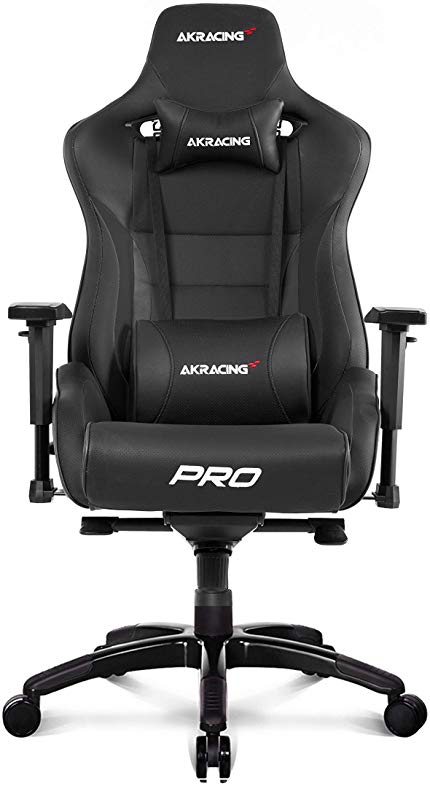 AKRacing Masters Series Pro Luxury XL Gaming Chair with High Backrest, Recliner, Swivel, Tilt, 4D Armrests, Rocker & Seat Height Adjustment Mechanisms, 5/10 Warranty - Black