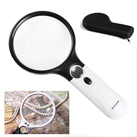 Bigger Magnifying Glass Handheld 3X 30X Magnifier with Light 3LED for Seniors Reading Map, Kids Hobbies, Jewelry Loupe, Watch Repair, Craft, Collection