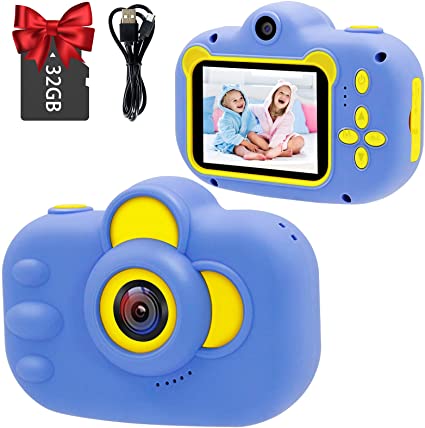 Kids Camera, WJLING 2.4 Inch 20MP HD Digital Kids Camera 1080P Video Recorder with 32GB TF Card, Child Rechargeable Digital Camera Toy Birthday Festival Toy Gift for Children (Blue)