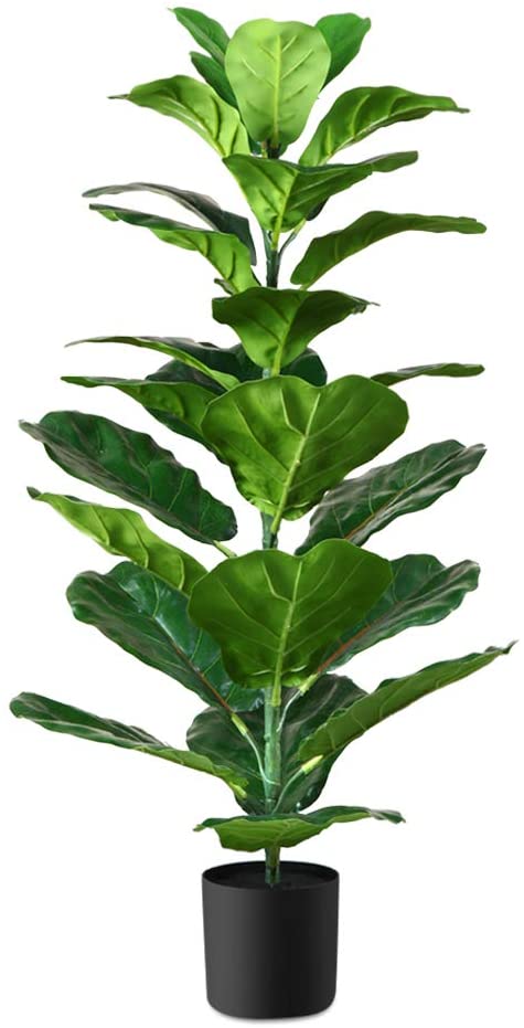 CROSOFMI Artificial Fiddle Leaf Fig Tree 35 Inch Fake Ficus Lyrata Plant with 28 Leaves Faux Plants in Pot for Indoor Outdoor House Home Office Garden Modern Decoration Perfect Housewarming Gift