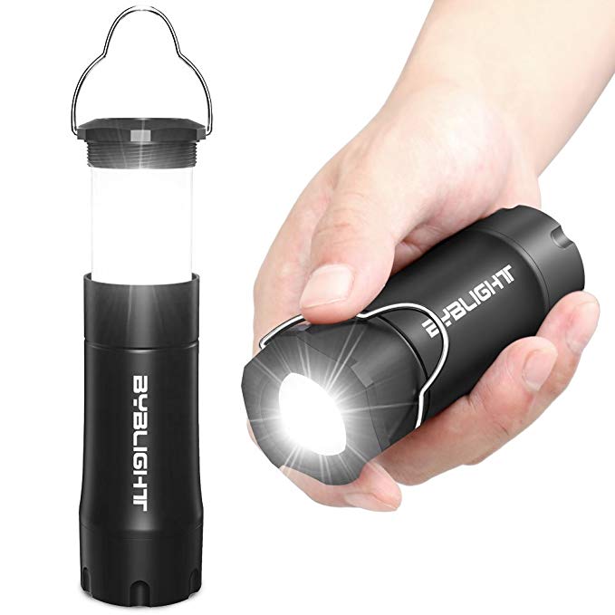 BYB Portable 2 in 1 LED Camping Lantern and Flashlight with 3 Modes, High Output Bright for Hiking, Camping, and Emergencies