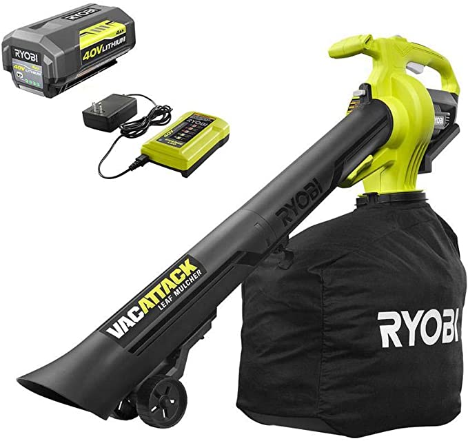 RYOBI RY40450 40-Volt Lithium-Ion Cordless Leaf Vacuum/Mulcher with 4.0 Ah Battery and Charger Included