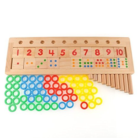 Soledi Popular Colourful Montessori Teaching Tool Math Mathematics Digital Number Wood Board Preschool Educational Development Toy Child Kid Gift