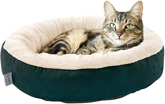 Love's cabin Round Donut Cat and Dog Cushion Bed, 20in Pet Bed for Cats or Small Dogs, Anti-Slip & Water-Resistant Bottom, Super Soft Durable Fabric Pet Beds, Washable Luxury Cat & Dog Bed Green