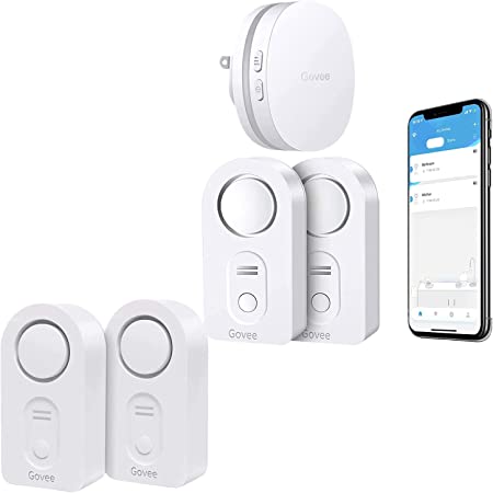 Govee WiFi Water Sensor 2 Pack, 100dB Adjustable Alarm Bundle with Govee Water Detectors 2 Pack, 100dB Adjustable Audio Alarm Sensor