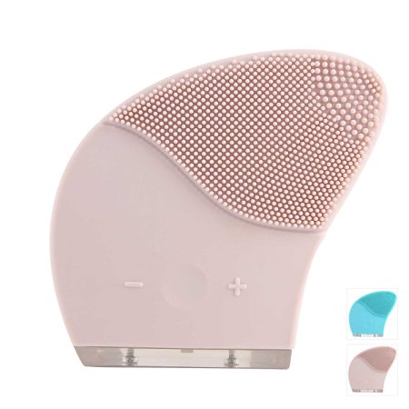 Alaboudi Silicone Facial Brush, Cleanser and Massager - Waterproof, Rechargeable and Vibrating Sonic Facial Cleansing System (Pink)