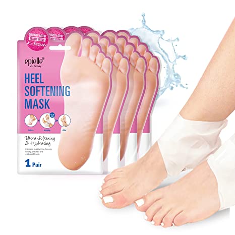 Epielle Foot Pedi Mask (Heel Softening Mask 4pk) Moisturizing Socks Heel Therapy for dry, cracked and callous rough heels | Foot Spa, Self Foot Care, Summer Foot | Ultra Softening & Hydrating, STOCKING STUFFERS!!