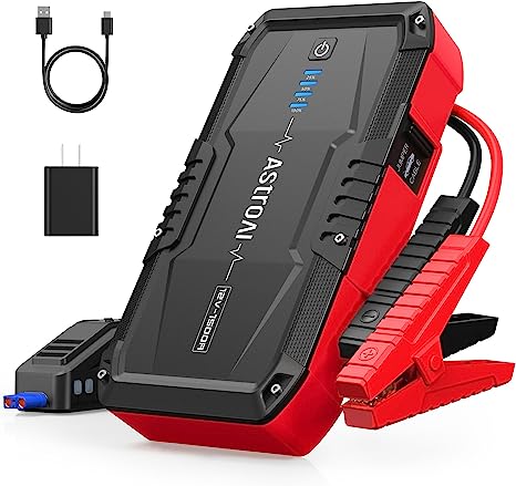 AstroAI S8 Car Battery Jump Starter, 1500A Battery Jump Starter with Wall Charger for Up to 6.0L Gas & 3.0L Diesel Engines, 12V Portable Jump Box with 3 Modes Flashlight and Jumper Cable(Red)