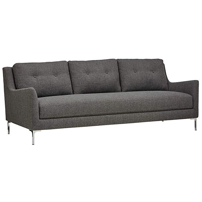 Rivet Abel Modern Contemporary Sofa, 81"W, Charcoal