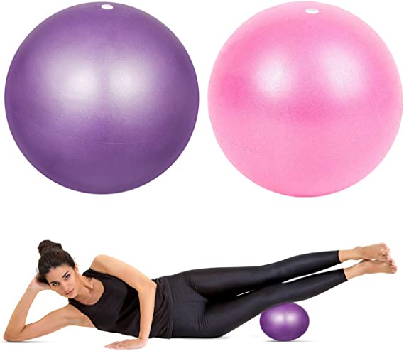 DORYUM 2pcs Mini Exercise Ball 9inch/23cm Small Yoga Ball Soft Pilate Ball Home Training Ball, Anti Burst and Slip, with Inflatable Straw for Therapy, Barre, Core Training