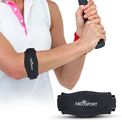 Elbow Strap – Pain Relief for Tendonitis & Forearm with Compression Pad - Ideal for Tennis, Golfer’s, Hyper Extension, Fishing, Weightlifting, Badminton, etc. - Adjustable Velcro Straps in 2 Sizes