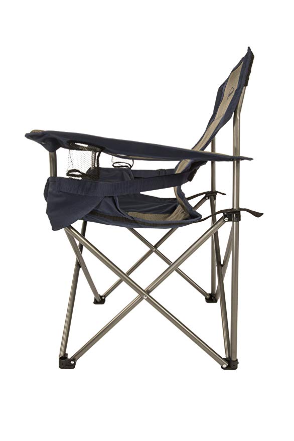 Kamp-Rite Padded Folding Chair with Lumbar Support, Tan/Blue