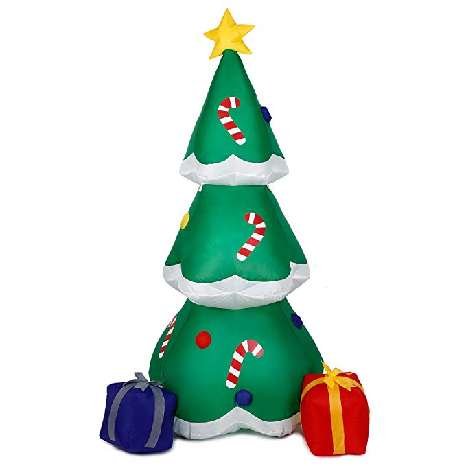 Albrillo Christmas Inflatable Tree with LED Lights Indoor Outdoor Yard Lawn Decoration - Cute Fun Xmas Holiday Blow Up Party Display, 6 Foot Tall