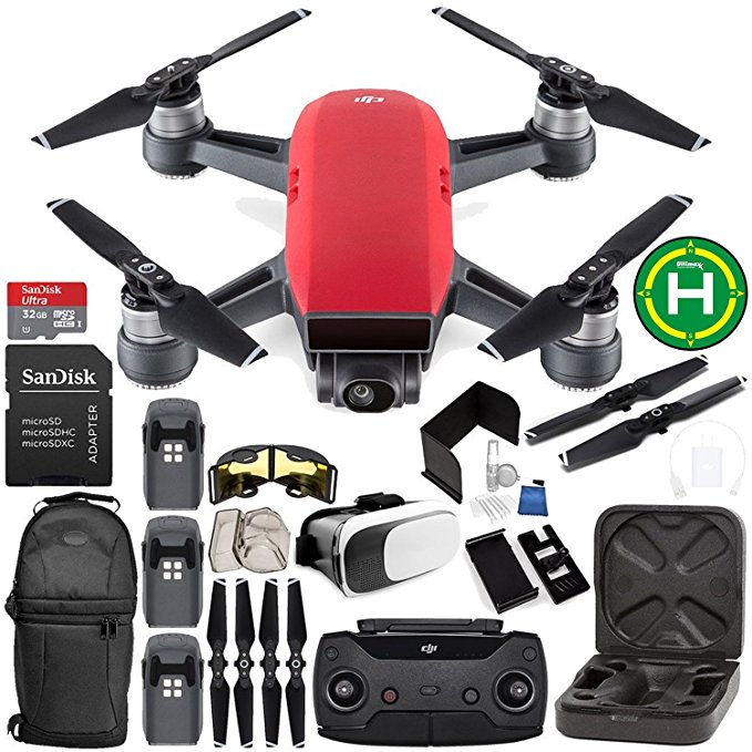 DJI Spark Portable Mini Drone Quadcopter (Lava Red)   DJI Spark Remote Controller EVERYTHING YOU NEED Ultimate Bundle