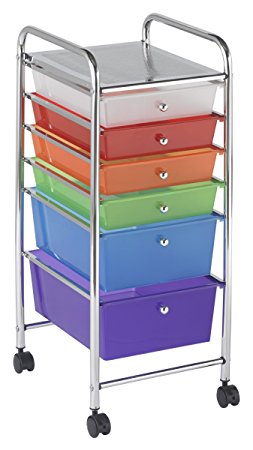 ECR4Kids 6-Drawer Mobile Organizer, Assorted Colors