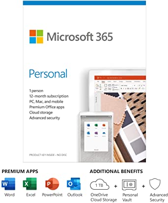 Microsoft 365 Personal | 12-Month Subscription, 1 person | Premium Office apps | PC/Mac Keycard
