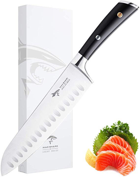 Santoku Knife - MAD SHARK Pro Kitchen Knife 8 Inch Santoku Knife, German High Carbon Stainless Steel Cooking knife, Ergonomic Handle, Ultra Sharp, Best Choice for Home Kitchen and Restaurant