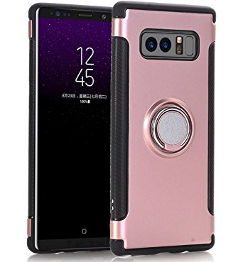 Hocase Galaxy Note8 Phone Case with Built-in Ring Stand/Holder Hybrid Dual Layer Lightweight Shock Absorbent TPU Bumper Hard PC Protective Case for Samsung Galaxy Note8 (2017) release - Rose Gold