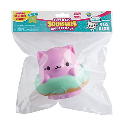 The Orb Factory Jumbo Kitty Donut Soft'n Slo Squishies, Pink/Green, 10.83" x 9.25'' x 3.50"