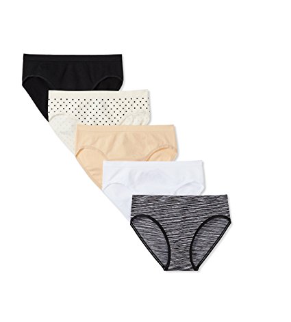 Mae Women's Seamless Hi Cut Brief Panty, 5 pack