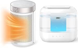 Dreo Space Heaters for Indoor Use, Portable Heater with Thermostat, 1-12H Timer, Eco Mode & Humidifiers for Bedroom, Top Fill 4L Supersized Cool Mist Humidifier with Oil Diffuser