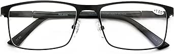 V.W.E. Men Premium Optical Frame Wide Large Head Reading Glasses Rectangular Metal - Clear Lens Reader DRM02