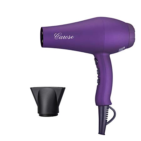 Carose Salon Grade Professional Hair Dryer 1875W DC Motor Negative Ionic Ceramic Far Infrared Blow Dryer With 2 Speed and 3 Heat Settings Cold Shot Button, Concentrator Nozzle(Violet)