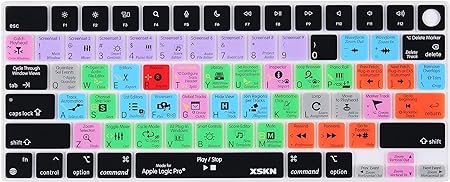 XSKN Logic Pro Shortcut US Version Silicone Keyboard Cover Skin for 2023 MacBook Air 15.3 inch M2 Chip A2941 for 2022 MacBook Air 13.6 inch M2 Chip A2681 Keyboard Accessories