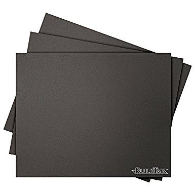 BuildTak 3D Printing Build Surface, 8" x 10" Rectangle, Black (Pack of 3)