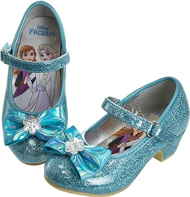 Disney Shoes - Girls Mary Jane Flat Pump Strap with Bow - Character Princess Dress up Costume Flower School Party Slip on - Toddler/Little Kid