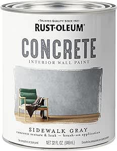 Rust-Oleum 379908 Concrete Interior Wall Paint, Quart, Sidewalk, 0.25 Gallon (Pack of 1)