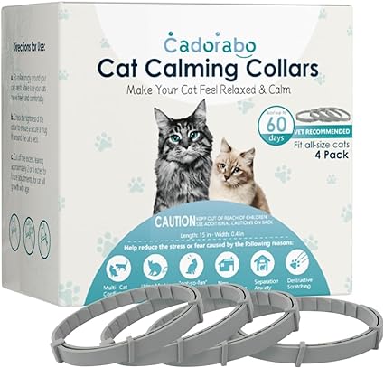 Calming Collar for Cats 4 Pack, Pheromone Cat Calming Collar Cat Anxiety Relief and Stress, Adjustable, Water-Resistant & Breakaway Calming Pheromone Collar For Cats, Long-Lasting 60 Days