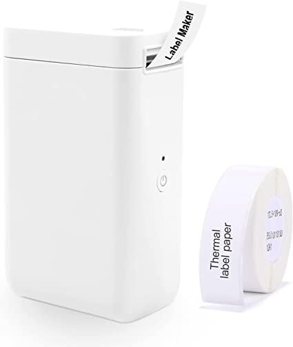 Smart Label Printer D101 with a Roll Paper, 1 Inch Wireless Bluetooth Sticker Printer, Easy to Print Name, Text, Cable Labels, Price Tags, Barcode, Emojis, Symbols and More